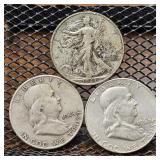 3- 90% Silver Half Dollars