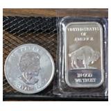 1oz .999 Silver Round & 1oz .999 Silver Bar