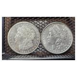 1921-D & 1887-S Morgan Silver Dollars