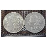 1921-D & 1885-S Morgan Silver Dollars