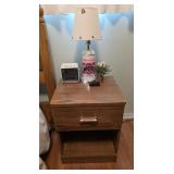 Night Stand with OSU Lamp, clock, etc.