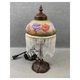 Floral Desk Lamp w Beaded Tassels