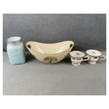 Wax Melter, Mugs & Olive Bowl