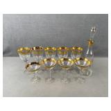 Gold Rimmed Glassware & Decanter