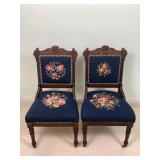 2 Eastlake Style Needle Point Chairs
