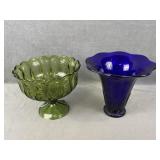 Glass Vase & Pedestal Bowl