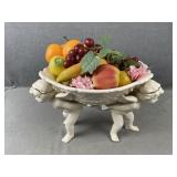 Cherub Stand Fruit Bowl w Fruit Decor