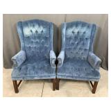 2 Blue Wing Back Chairs