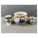 Porcelain Jardiniere, Vase & Cup