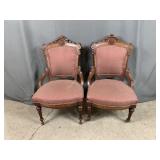 2 Walnut Cameo Back Parlor Chairs