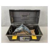 Tool Box w Mastercraft 1/2' Hammer Drill, etc