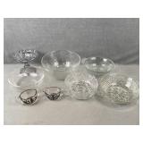 Glass Bowls, Cream & Sugar, etc