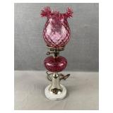 Cranberry Glass Banquet Lamp