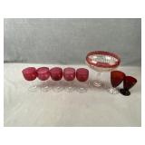 Cranberry Glass Cups, etc