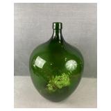 Green Glass Demijohn w Floral