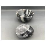 Marble Stone Egg & Bowl