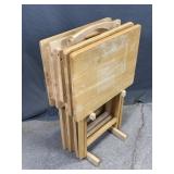 Set of Wood TV Dinner Tray Stands