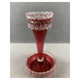 Cranberry Art Glass Trumpet Vase