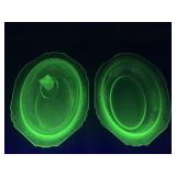 Uranium Depression Glass Serving Dish & Bowl