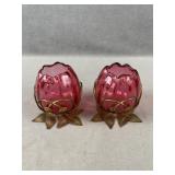 Cranberry Glass Flower Vases
