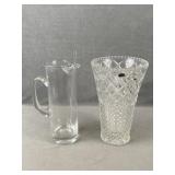 Glass Pitcher & Crystal Vase