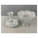 Crystal Glass Vase & Pedestal Serving Dish
