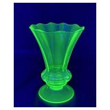 Uranium Depression Glass Vase