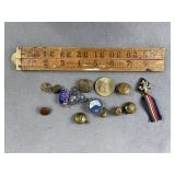 Folding Measuring Stick, Medals, etc