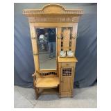 Oak Hall Seat with Umbrella Drawer