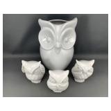 Owl Figurines & Vase