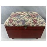 Wooden Storage Box w Cushioned Top & Tray