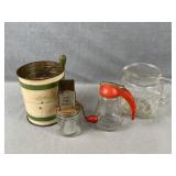 Vintage Nut Meat Chopper, Syrup Pitcher, etc