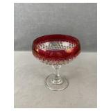 Ruby Red Kings Flash Pedestal Candy Dish