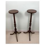 2 Wooden Pedestal Plant Stands