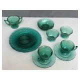 Swirl Teal Depression Glass Set 
