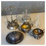 Group of Metal + Glass Serving Pieces