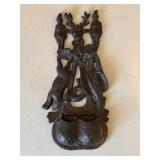 Antique Cast Iron Hunting Scene Match Holder