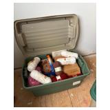 Large Plastic Storage Bin of Assorted Yarn