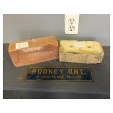 Pair of Historic Bricks + Rodney Licence Plate
