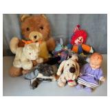 Box of Plush Toys + Dolls