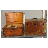 Two Wooden Boxes w/ Poultry Marking Contents