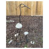 Pair of Stone and Metal Garden Decorations