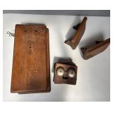 Antique Wall Mount Telephone Parts With Shelves