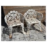 Pair of Painted Cast Aluminum Bistro Chairs
