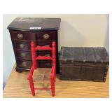 Diminutive Colonial Style Jewelry Chest, Costume