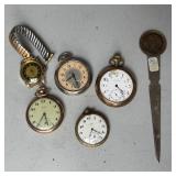 Five Pocket Watches, Wrist Watch, Letter Opener