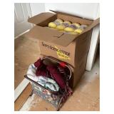 Knitting Basket, Two Boxes Assorted Yarn