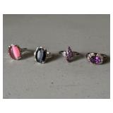 Four Sterling Silver Rings
