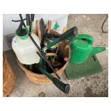Assorted Gardening Tools in Bushel Basket