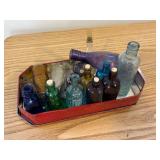 Collection of Colorful Miniature Glass Bottles